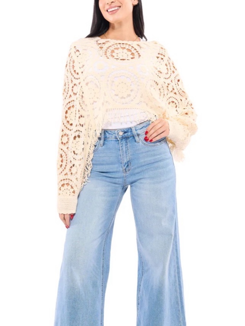 Crochet Fringe Knit Sweater - NWT - Picture 2 of 3